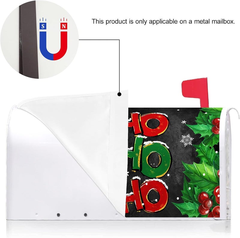 Texupday Ho Ho Ho Santa Christmas Gnome Snowflakes Decoration Mailbox Cover With Magnetic Strip Winter Holiday Mailbox Wraps Post Letter Box Cover Standard Size 21" X 18" for Garden Outdoor Yard Decor - Image 3
